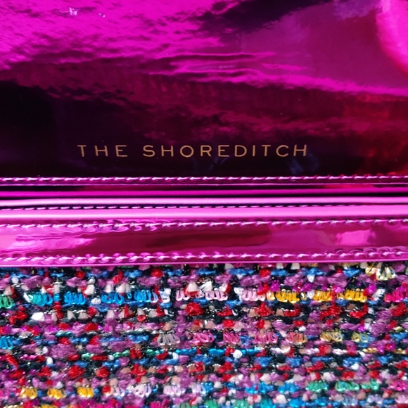 RARE HTF NWT Kurt Geiger Shoreditch Crossbody Bag Metallic Tweed Fuchsia Pink - Picture 15 of 16